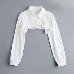 Womens Ruffle Shrugs Long Sleeves Fake Collar Lapel Button Shirt Crop Tops Shoulder Wraps Detachable Collar Punk False Collar