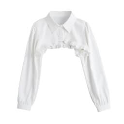 Womens Ruffle Shrugs Long Sleeves Fake Collar Lapel Button Shirt Crop Tops Shoulder Wraps Detachable Collar Punk False Collar
