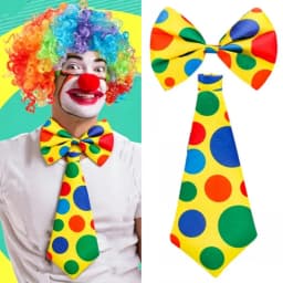 Colorful Polka Dot Printed Clown Tie And Bow Tie Halloween Carnival Circus Clown Props Fancy Cosplay Performance Party Costumes