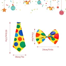 Colorful Polka Dot Printed Clown Tie And Bow Tie Halloween Carnival Circus Clown Props Fancy Cosplay Performance Party Costumes