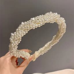 1PC Braided Pearl Headbands with Sparkling Accents, Stylish Hair Hoops for Ladies, Trendy Hair Decor for Parties & Daily Wear