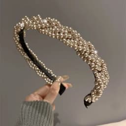 1PC Braided Pearl Headbands with Sparkling Accents, Stylish Hair Hoops for Ladies, Trendy Hair Decor for Parties & Daily Wear