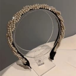 1PC Braided Pearl Headbands with Sparkling Accents, Stylish Hair Hoops for Ladies, Trendy Hair Decor for Parties & Daily Wear
