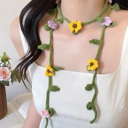 Cool Wool Knitted Scarf Handmade Crocheted Korean Style Rose Flower Shawl Harajuku Style Ribbon Knit Headband Ladies
