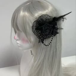 Lolita Hair Accessories Gothic Dark Retro Rose Feather Lace Headwear Flower Ball Hair Clips Subculture Sweet Style Clips Kawaii