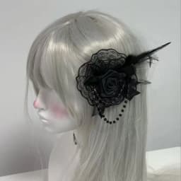 Lolita Hair Accessories Gothic Dark Retro Rose Feather Lace Headwear Flower Ball Hair Clips Subculture Sweet Style Clips Kawaii