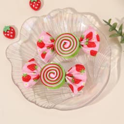 2Pcs Candy Bow Hair Clips Sweet Strawberry Heart Print Hairpins Rainbow Barrette For Girls Kids Children Headwear Accessories