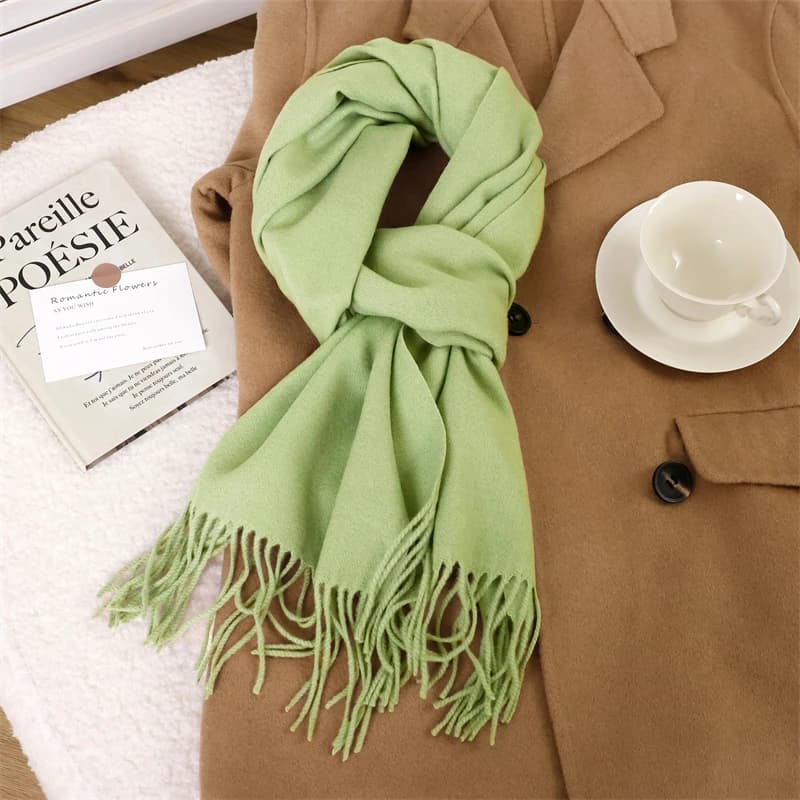 70Color Solid Winter Women Scarf Warm Thicken Cashmere Shawl Outdoor Tassels Pashmina Lady Wrap Windproof Scarves Fashion Luxury