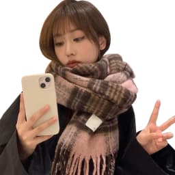 New Maillard Autumn/Winter Plaid Scarf Women's High-End Feel Korean Style Versatile Warm Shawl Thickened Neck Scarf Trendy