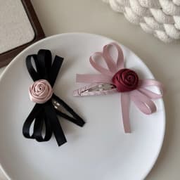 Women's Cute Hair Clips Bow Rose Hair Clip Bangs Hair Clip Ribbon BB Clip Kawaii  Hair Accessories Sweet Style Bow Hair Clip