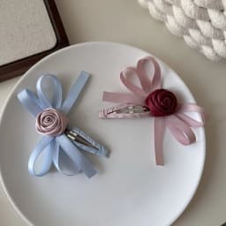 Women's Cute Hair Clips Bow Rose Hair Clip Bangs Hair Clip Ribbon BB Clip Kawaii  Hair Accessories Sweet Style Bow Hair Clip
