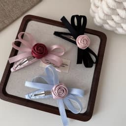 Women's Cute Hair Clips Bow Rose Hair Clip Bangs Hair Clip Ribbon BB Clip Kawaii  Hair Accessories Sweet Style Bow Hair Clip
