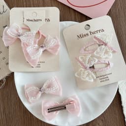 Baby Lace Pearl BB Clips Set Korean Sheer Bow Hair Ties Girls Hair Accessories 2025 Childrens Day Gift
