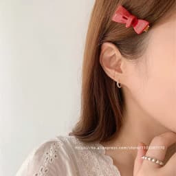 Korea France color small bow bangs clip red duck beak clip side broken hair clip French girl heart