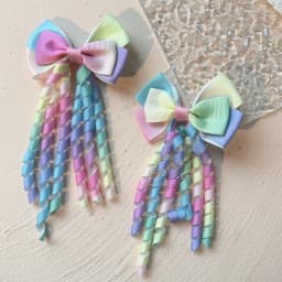 2PCS/Set New Children's Colorful Hair Clip Headdress Bow Tassel Hair Accessories Candy Color Little Girl Hair Clip Kids Gift