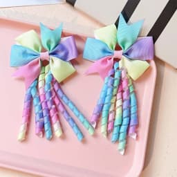 2PCS/Set New Children's Colorful Hair Clip Headdress Bow Tassel Hair Accessories Candy Color Little Girl Hair Clip Kids Gift