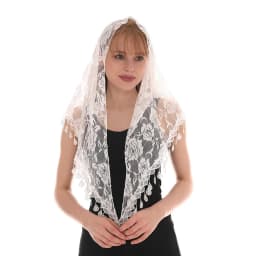 Fashion Solid Triangle Veil Scarf Women Polyester Jacquard Rose Shawl Wedding Turban