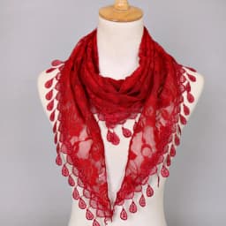 Fashion Solid Triangle Veil Scarf Women Polyester Jacquard Rose Shawl Wedding Turban