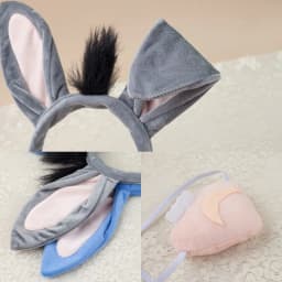 Donkey Costume Accessory Set Animal Ears Headband Tail Nose and BowTie Animal Props Halloween Cosplay Kit