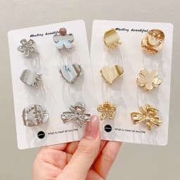 Metal Flower Mini Claw Clips for Women - Summer Bow Bangs Clips, Makeup Flyaway Fixing Tools, Shark Clips Hair Accessories