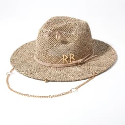 Panama Straw Sun Hat Wide Brim UPF50+ Foldable, Navy & Beige Contrast Beach Hat Adjustable Chin Strap Women Summer
