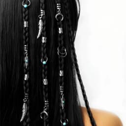 Turquoise Stone Feather Moon Hair Cuffs Adjustable Braid Rings for Women Dreadlocks Boho Hair Jewelry Accessories Gift Idea