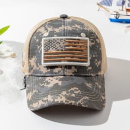 Cross-border Fashion Patch American Flag Camouflage Mesh Baseball Cap Outdoor Versatile Sunshade Baseball Cap