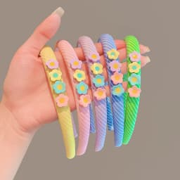 2026 New Children Colorful Stripe Flowers Ornament Headband Headwears Girls Simplicity Hair Hoop Headbands Kids Hair Accessories