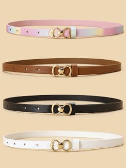 1PCS A new fashion women's double circle love buckle belt high-quality pu jeans dress decorative belt all seasons universal