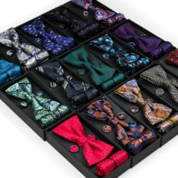 Bowtie For Men Set Gift Box Business Gift Fashion Bow Tie Pocket Square Cufflinks Set Bowtie 3pcs For Wedding Hanky Cravata Neck