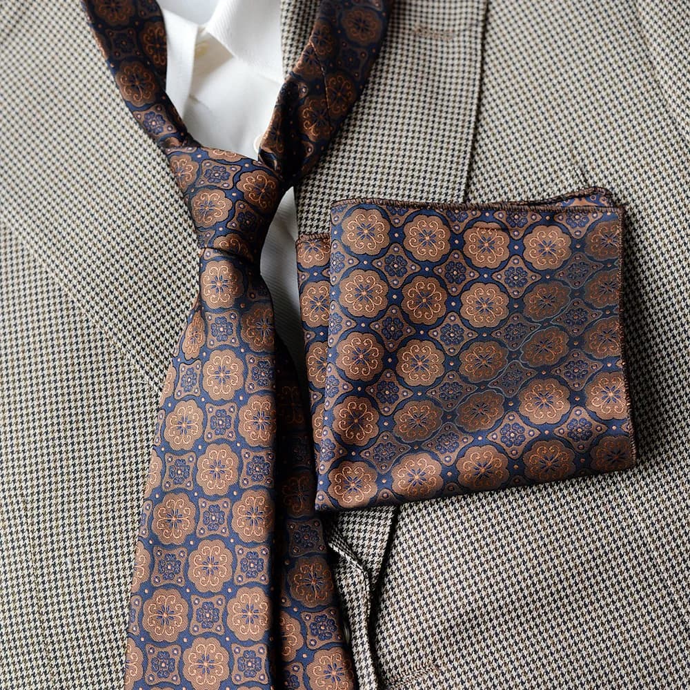 2pcs Neck Tie Set Navy Brown Anchor Dots Necktie 8cm Formal Business Ties Men Floral Soft Pocket Square Wedding Suit Accessories