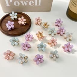 2Pcs/Pair Small 2cm Metal Hair Claw Mini Crystal Flower Hair Grab Clips Faux Pearl Decorative Women Girls Hair Accessories