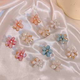 2Pcs/Pair Small 2cm Metal Hair Claw Mini Crystal Flower Hair Grab Clips Faux Pearl Decorative Women Girls Hair Accessories