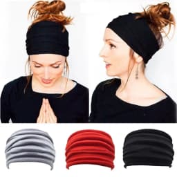 Women's wide edge solid color non-slip soft elastic headband Yoga running exercise Gym headband anti-perspirant cotton hea