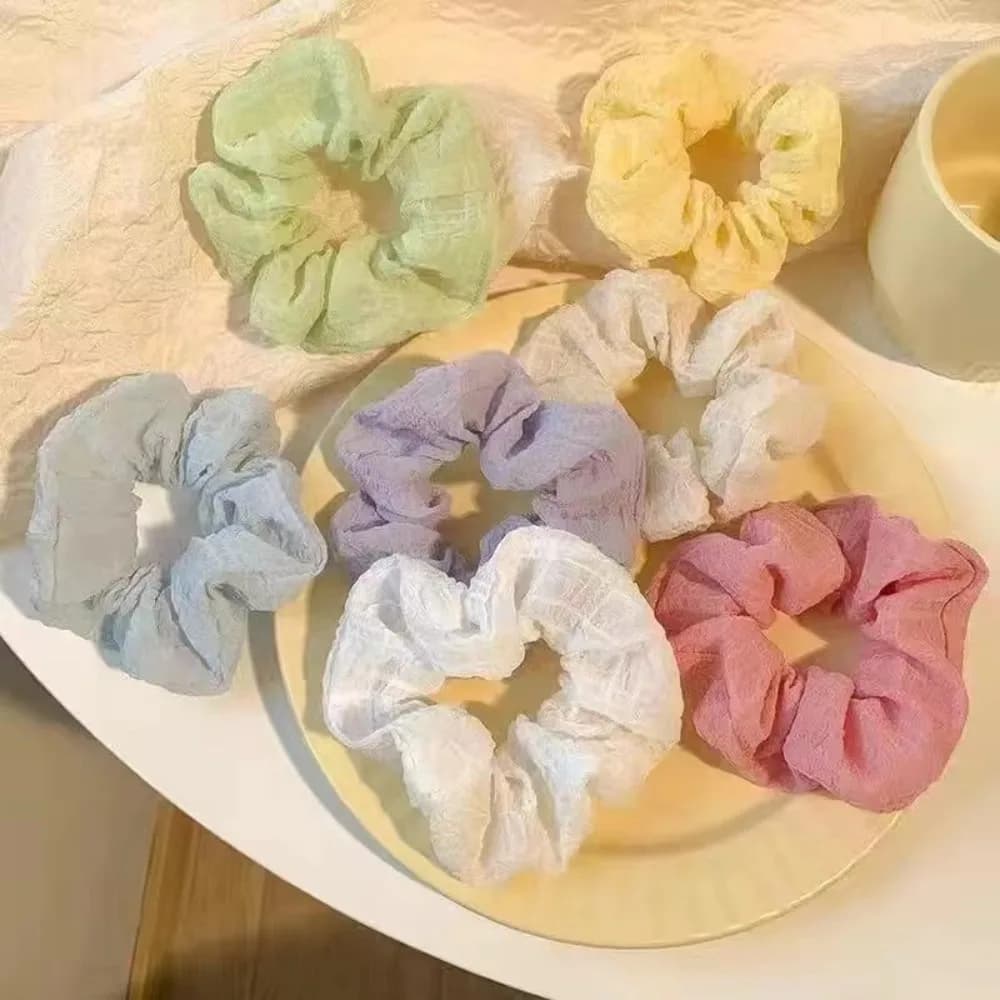 7pcs Bohemia Candy Color Hair Scrunchies for Women Girls Cute Elastic Hair Ties Bands Headband Rubber Bands Hair Accessories