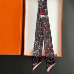 90x5cm French New Black White Long Scarf Decor Print Versatile Hair Ribbon Neck Band Gift Present for Women Fashion Accessory