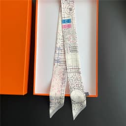90x5cm French New Black White Long Scarf Decor Print Versatile Hair Ribbon Neck Band Gift Present for Women Fashion Accessory
