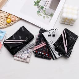 90x5cm French New Black White Long Scarf Decor Print Versatile Hair Ribbon Neck Band Gift Present for Women Fashion Accessory