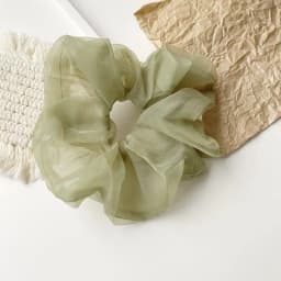 1 Piece of Oversized Mesh Large Intestine Hair Ring with Flower Bud and Bright Organza Large Intestine Ring for Women