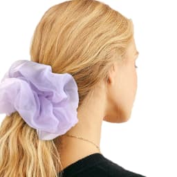 1 Piece of Oversized Mesh Large Intestine Hair Ring with Flower Bud and Bright Organza Large Intestine Ring for Women