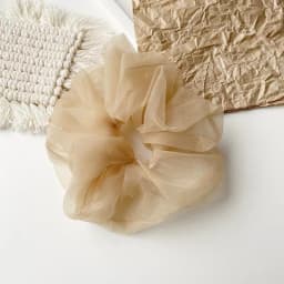 1 Piece of Oversized Mesh Large Intestine Hair Ring with Flower Bud and Bright Organza Large Intestine Ring for Women