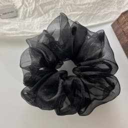1 Piece of Oversized Mesh Large Intestine Hair Ring with Flower Bud and Bright Organza Large Intestine Ring for Women