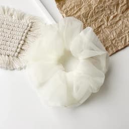 1 Piece of Oversized Mesh Large Intestine Hair Ring with Flower Bud and Bright Organza Large Intestine Ring for Women
