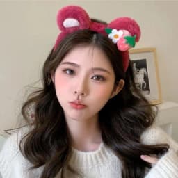 Cartoon Classic Style Strawberry Bear Plush Hair Band for Woman Sweet Face Wash Headband Fashion Girls Hair Accessories