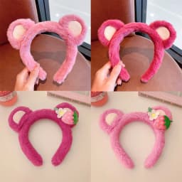 Cartoon Classic Style Strawberry Bear Plush Hair Band for Woman Sweet Face Wash Headband Fashion Girls Hair Accessories