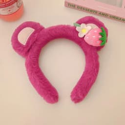Cartoon Classic Style Strawberry Bear Plush Hair Band for Woman Sweet Face Wash Headband Fashion Girls Hair Accessories