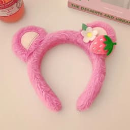 Cartoon Classic Style Strawberry Bear Plush Hair Band for Woman Sweet Face Wash Headband Fashion Girls Hair Accessories