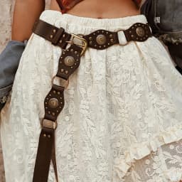 1pc Women's Belt, Fashionable Retro Rivet Ethnic Style Belt, Versatile Dress, Waist-cinching Shirt, Sweater Decoration Belt