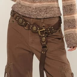 1pc Women's Belt, Fashionable Retro Rivet Ethnic Style Belt, Versatile Dress, Waist-cinching Shirt, Sweater Decoration Belt