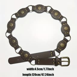 1pc Women's Belt, Fashionable Retro Rivet Ethnic Style Belt, Versatile Dress, Waist-cinching Shirt, Sweater Decoration Belt